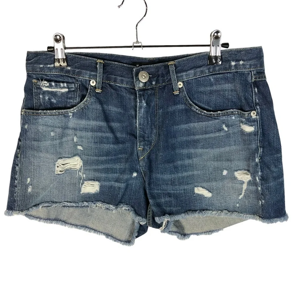 3X1 NYC Dark Blue Distressed Denim‎ Cut Off Shorts 29